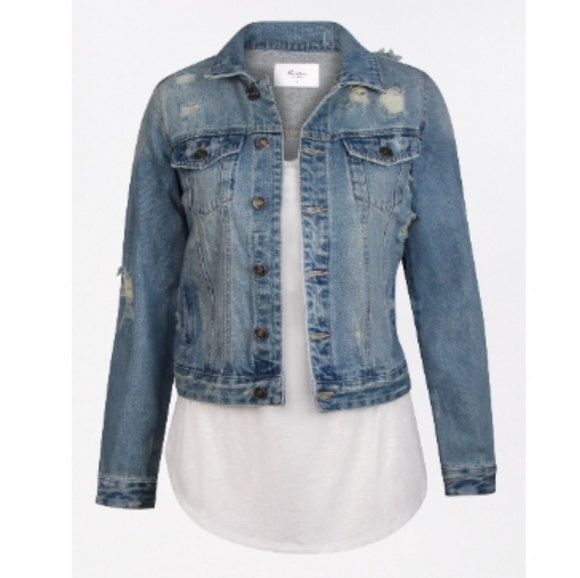 Maurices Jackets & Blazers - NWOT Maurice's KanCan Medium Wash Destructed Denim Jacket. SIZE LARGE